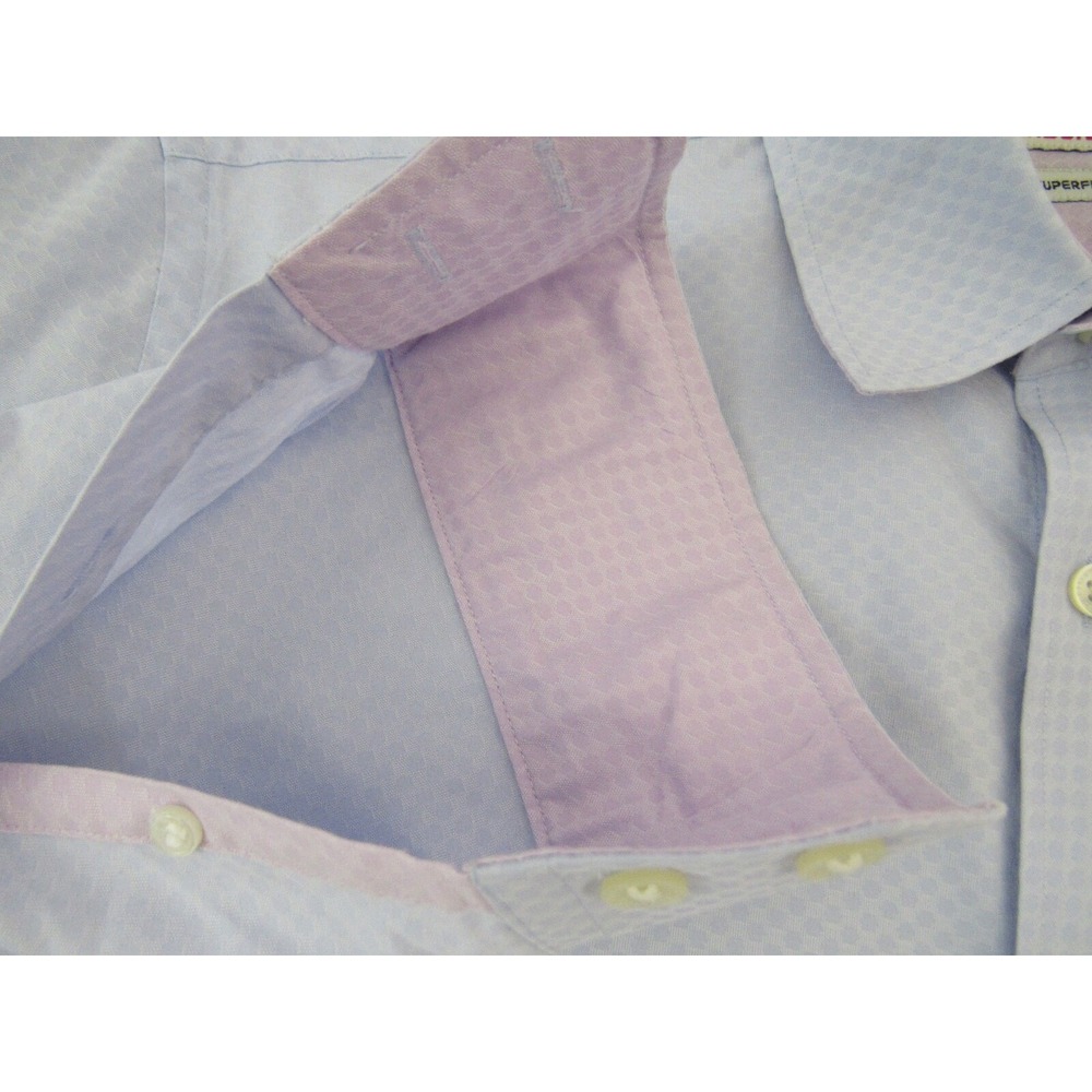 Ted Baker Endurance Mens Contrast Collar Purple Solid Geometric Shirt Size 16 - Picture 5 of 7